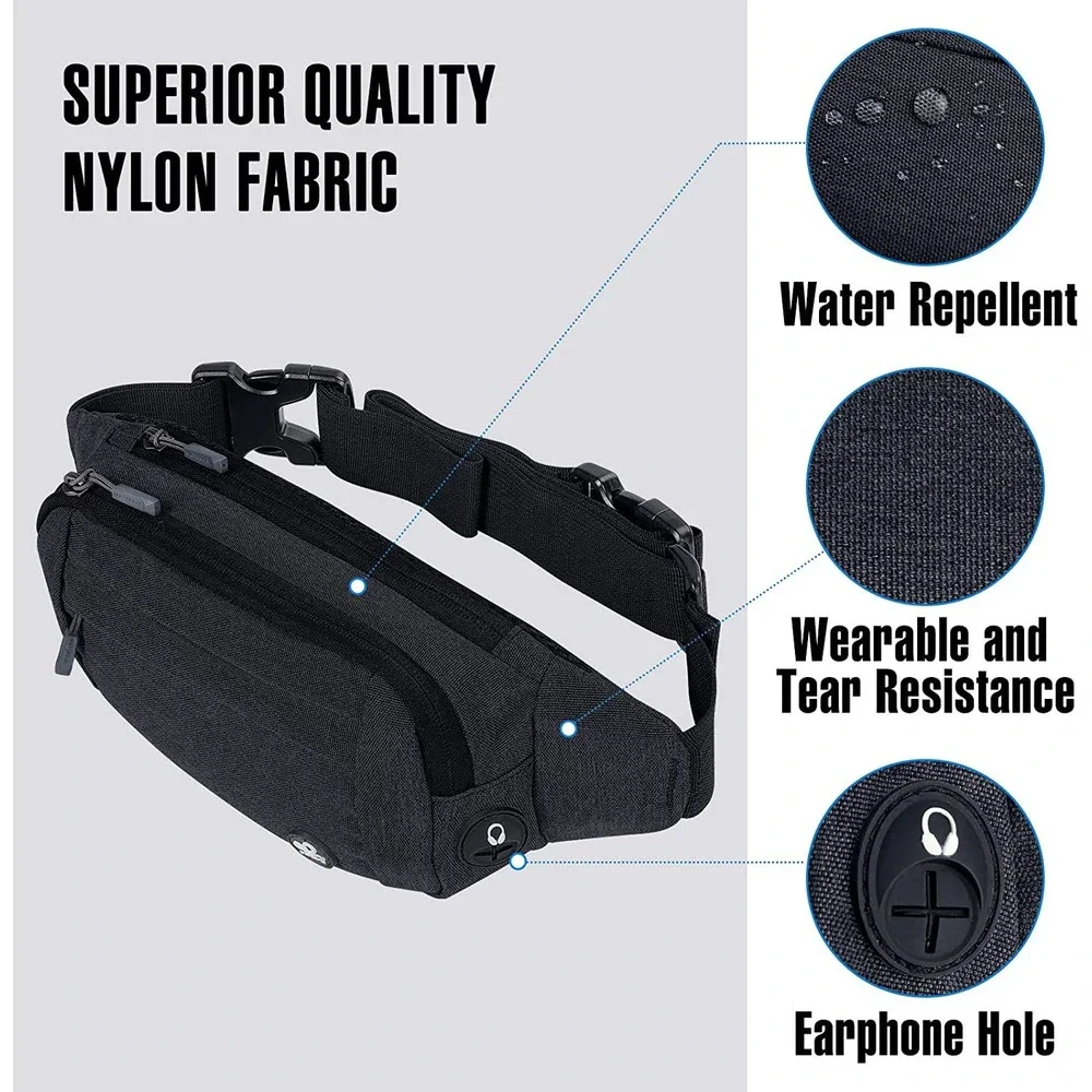 WATERFLY Bum Bag Waist Bag Small Stylish - Black